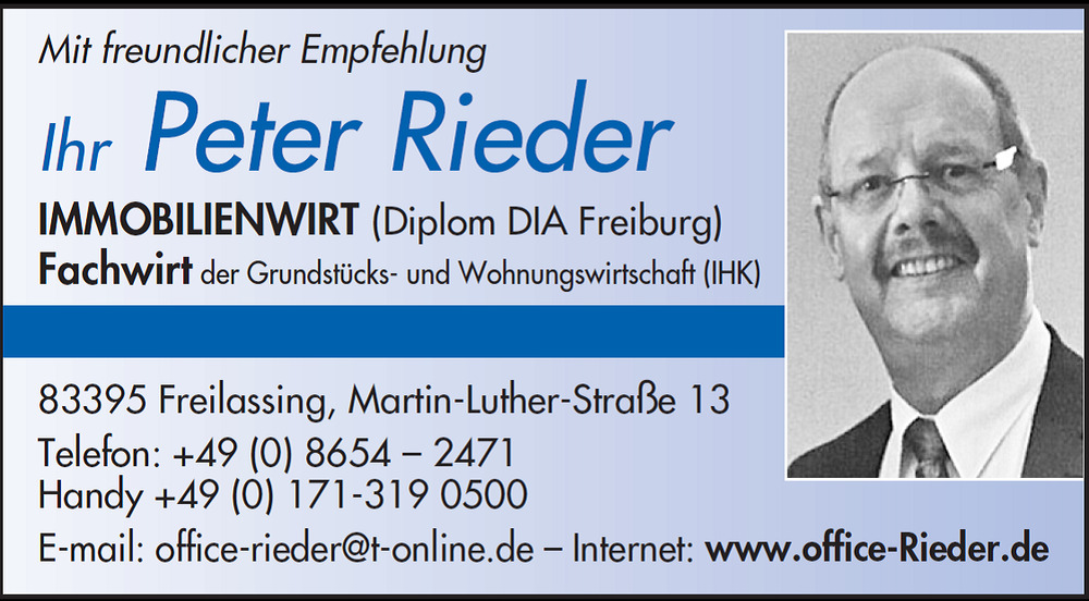 Visitenkarte Peter Rieder 1
